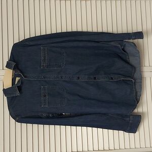 The gap denim distressed work shirt